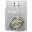 This clear plastic-cased set includes a Pear Linch Pin with an 8mm diameter cylindrical main piece and a curved securing latch, ready for use. It is perfect for integration with Agripak systems or as part of the Sparex product range, under Sparex Part No. S.24638.