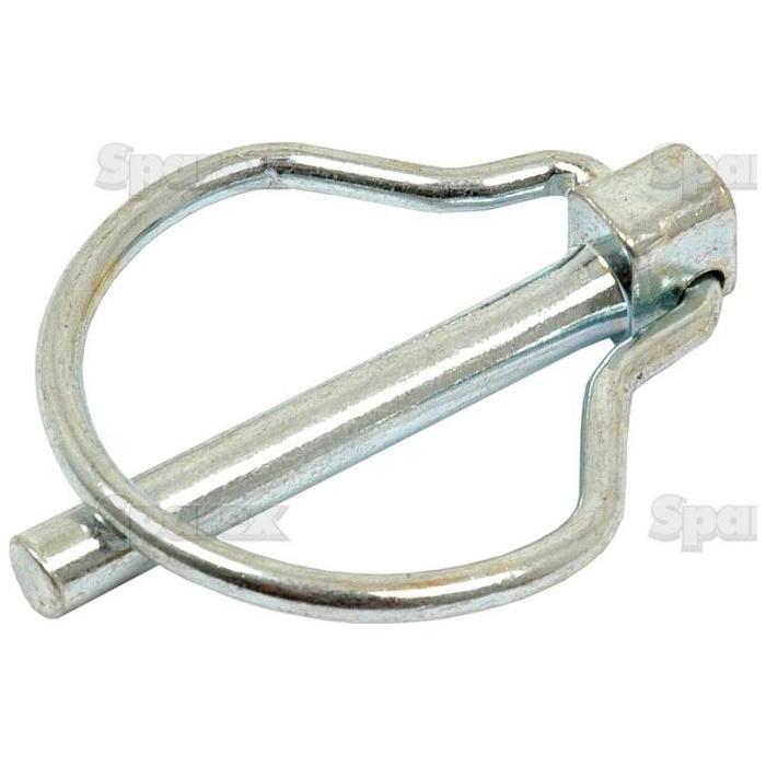 A close-up of the Sparex Pear Linch Pin, Pin Ø6mm x 44.5mm (Sparex Part No.S.2), featuring a round wire loop and cylindrical pin, perfect for Massey Ferguson tractors.