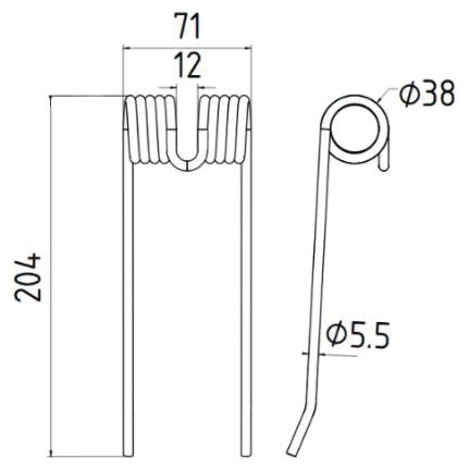 Pick-Up Haytine - - -  Length:204mm, Width:71mm,⌀5.5mm - Replacement for Rivierre Casalis, Vicon, Massey Ferguson, PZ
 - S.78969 - Massey Tractor Parts