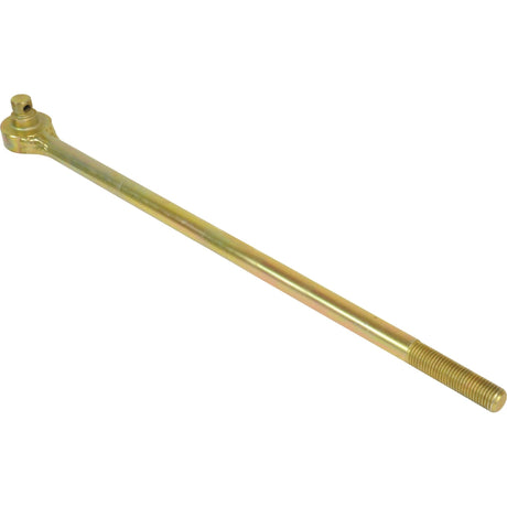 The Pickup Hitch Lift Arm Rod, Sparex Part No. S.29740, is a long, gold-colored metal ratchet handle with a threaded end and a pivoting head, perfect for use with the John Deere AL117212 or as part of the Pickup Hitch Lift Arm Rod on your John Deere 6010.