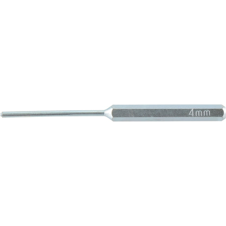 A high-quality pin punch tool from the Sparex Pin Punch Set 4mm (pack of 3) - S.155525, featuring a long shank and a 6-sided handle grip, labeled "4mm" on the side.