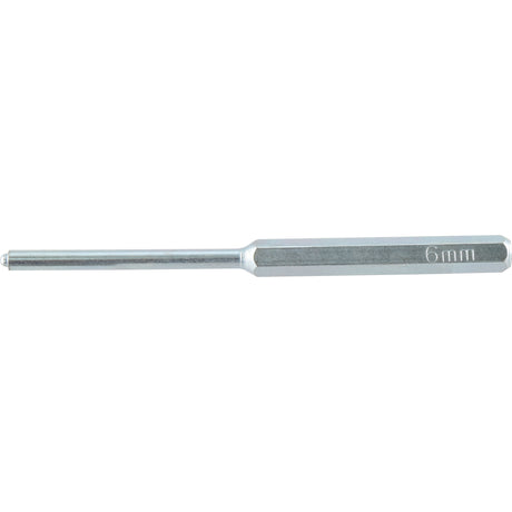 The Pin Punch Set 6mm (pack of 3) by Sparex (Part No. S.155527) features high-quality hexagonal metal rods with cylindrical shafts and long shanks, perfect for use as pin punches or accessories.