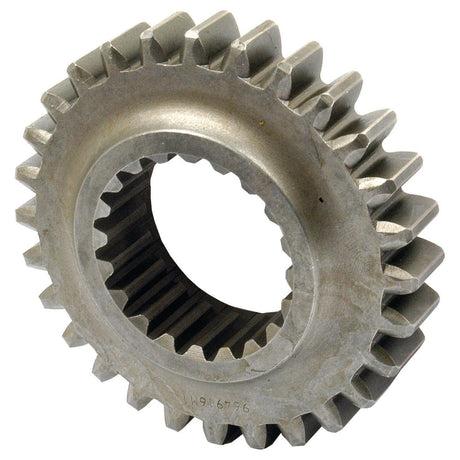 Close-up image of a metallic pinion gear with interlocking teeth and a hollow center, possibly from a Massey Ferguson machine. The gear shows signs of use, indicating it might be ready for replacement with the Sparex Pinion Gear (Sparex Part No. S.40786).