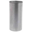 A Sparex Piston Liner (Finished), Part No. S.40437, is a cylindrical, silver-colored metal container with a smooth surface and an open top, featuring a flame ring for added protection.
