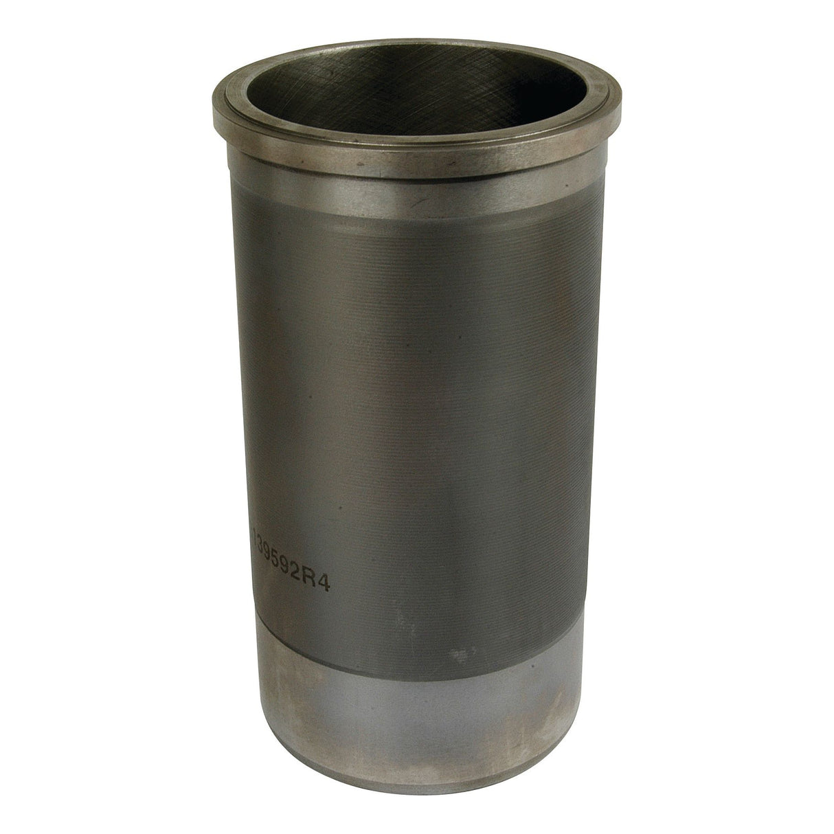 A cylindrical metal object with smooth and ridged sections, resembling a Sparex Piston Liner (Finished), and a visible part number "S.57617" near the base.