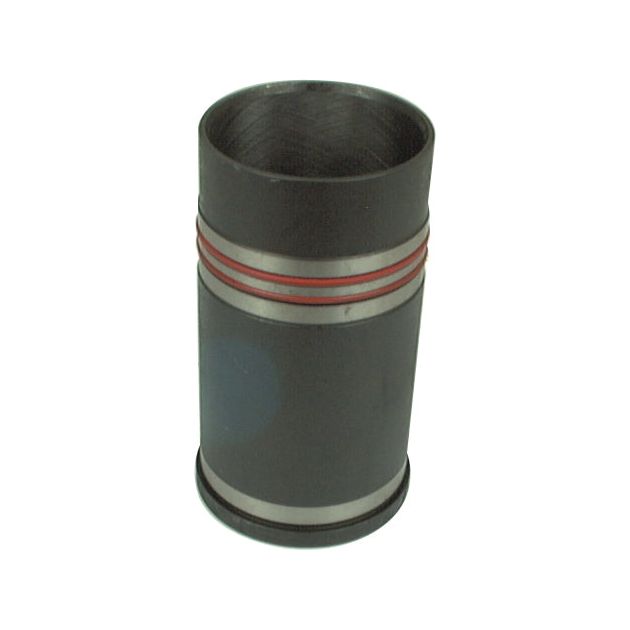 The Sparex Piston Liner (Finished), Part No. S.60297, is a cylindrical metal object featuring two red stripes and one gray stripe near the top as well as one gray stripe near the bottom, equipped with liner seals. It measures 180mm in height and has an 85mm bore.