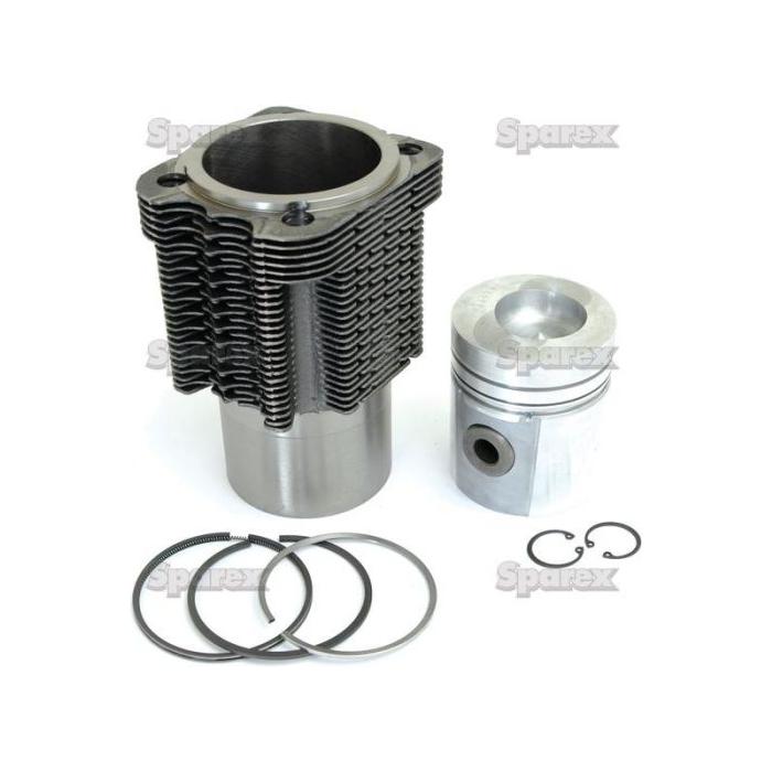 The Piston Ring and Liner Kit (Sparex Part No. S.37789) from Sparex, complete with piston rings and circlips, is arranged on a white background. This kit is compatible with Deutz-Fahr and Fendt models.