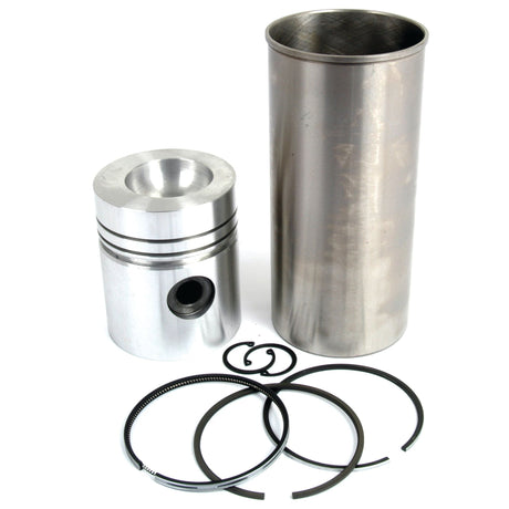 A Sparex Piston Ring and Liner Kit (Sparex Part No.S.41595), including the piston, piston rings, and a cylindrical liner, is displayed on a white background.
