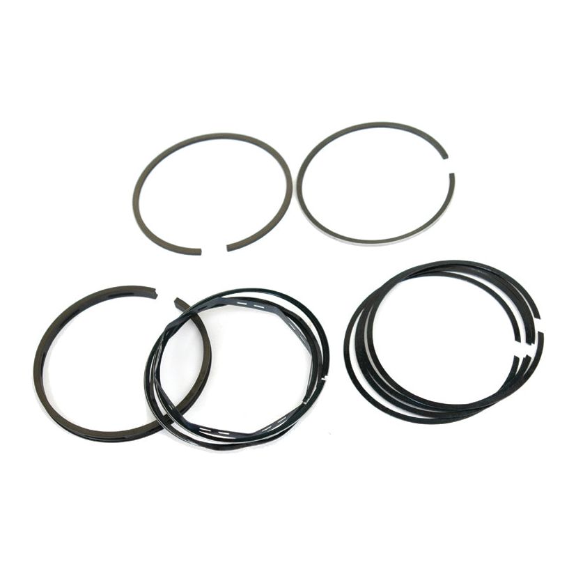 The image shows three sets of Sparex Piston Rings (Part No. S.40418) arranged on a white background. Each set, suitable for Ford / New Holland models, consists of multiple chrome-plated metal rings with different diameters.