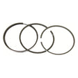 Three chrome-plated metal piston rings of varying thicknesses, arranged side by side on a white background, showcasing the premium Piston Ring set by Sparex (Part No. S.62026).