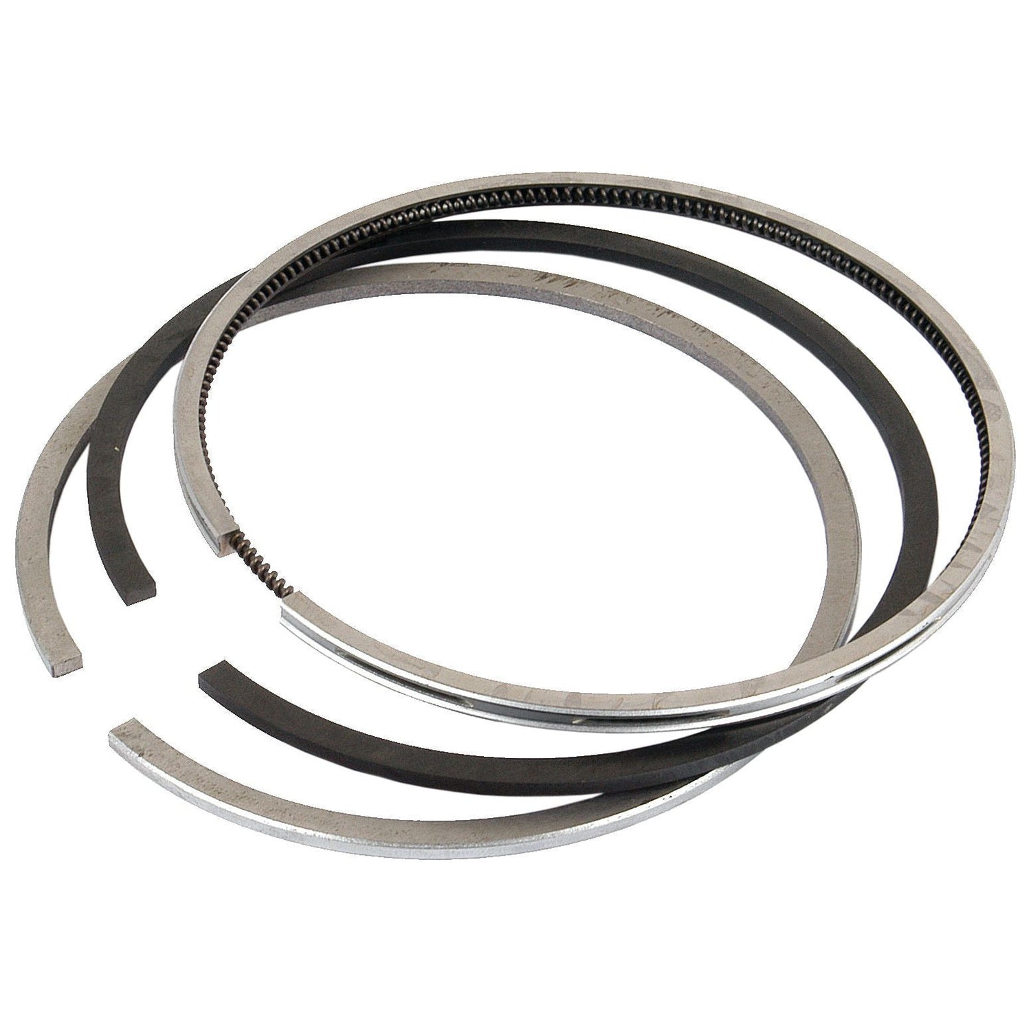 A chrome-plated ring set, featuring the Sparex Piston Ring (Part No. S.62030), with metallic piston rings of varying diameters, arranged in a slightly overlapping manner against a white background.