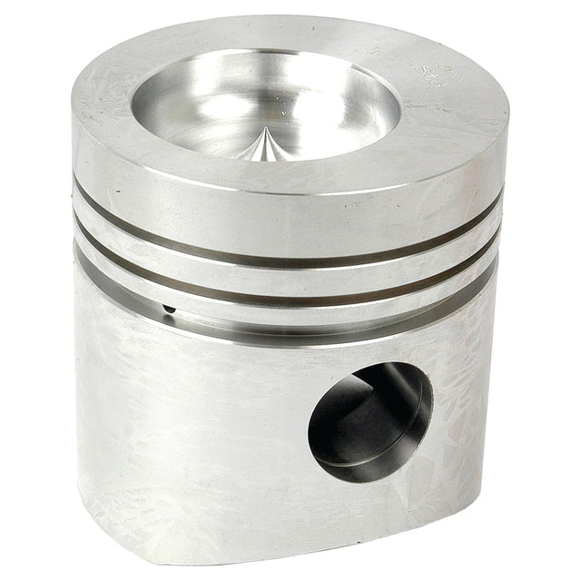 A close-up of the Sparex Piston (Standard) - S.72154 showcasing three grooves at the top, with a large hole through the base highlighting its precise bore diameter.