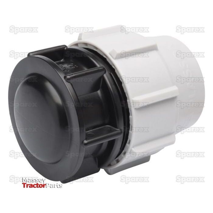 A white and black tractor part labeled "Massey Tractor Parts," featuring an End Plug 32mm with the Sparex Part No. S.151813, and watermarked with "Sparex" in the background for precision.