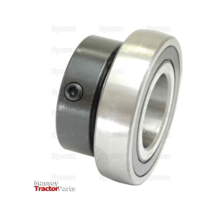 A close-up image of a Sparex Plummer Block Bearing Insert (ES204) - S.18173, showing its metal circular design with an inner and outer ring, featuring a visible screw on the inner ring and a locking collar. The image includes the Massey Tractor Parts logo in the lower left corner.