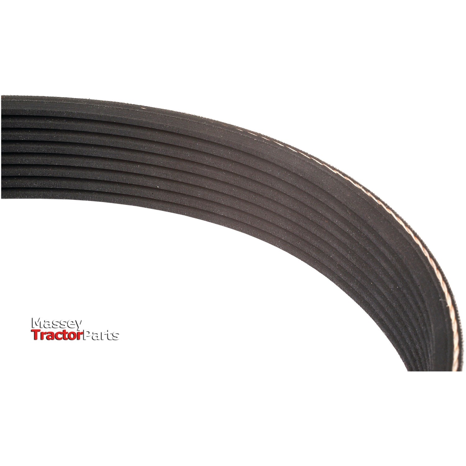 Close-up of a ribbed black Poly V Belt with the Sparex logo in the lower left corner. The product is a Poly V / Multi-Rib Belt - PK Section - Belt No. 6PK2217, Sparex Part No.S.19098, designed for Massey tractors.