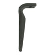 A black, L-shaped metal bracket with two holes near the top, perfect as a Pegoraro replacement, known as the Sparex Power Harrow Blade 100x14x305mm LH. With 60mm hole centers and a hole diameter of 16.5mm, it fits as part number S.78645 for Pegoraro and Morra equipment.