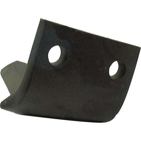 A black metal bracket with two 16.5mm circular holes spaced 60mm apart and a bent edge, ideal as a replacement for Breviglieri or for securing your Power Harrow Blade 100x15x300mm RH. This Sparex product fits as part number 36100215 (Sparex Part No.S.77963).