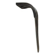 A side view of a curved, dark brown wooden object with two holes near the top, resembling the sleek form of a Sparex Power Harrow Blade 110x15x325mm RH. Hole centres: 55mm. Hole Ø 17mm. Replacement for Perugini (Concept-Ransome). To fit as: 320430 | Sparex Part No.S.78185.