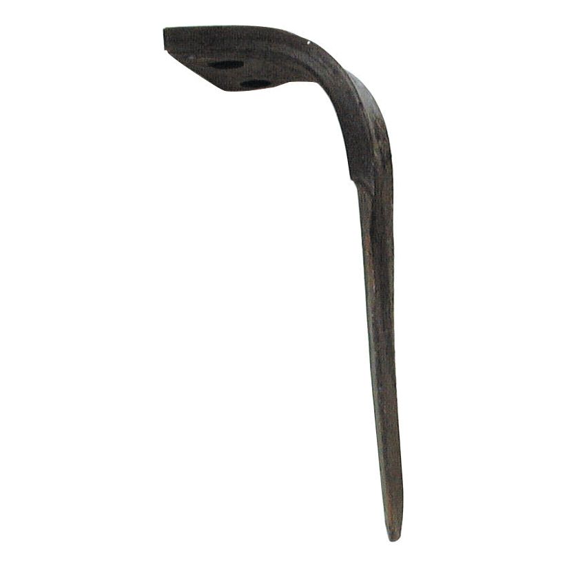 A Power Harrow Blade 110x15x325mm RH, featuring two drilled holes with 55mm centers and a 17mm diameter, resembling a straightforward and simplistic support bracket or hook, comparable to a Perugini replacement component in design.