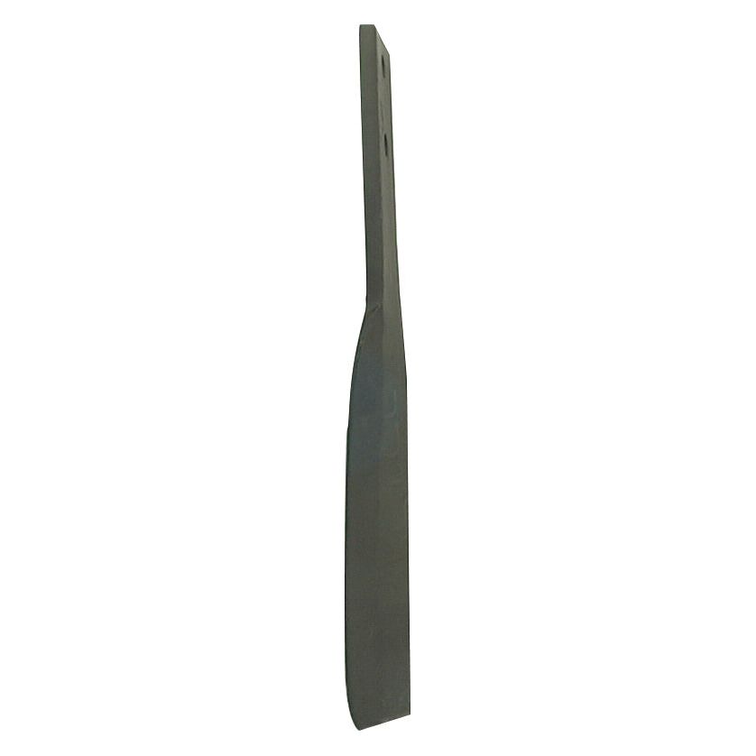 A long, flat Sparex Power Harrow Blade 60x12x370mm LH with a slightly tapered end is shown in a vertical orientation against a white background.
