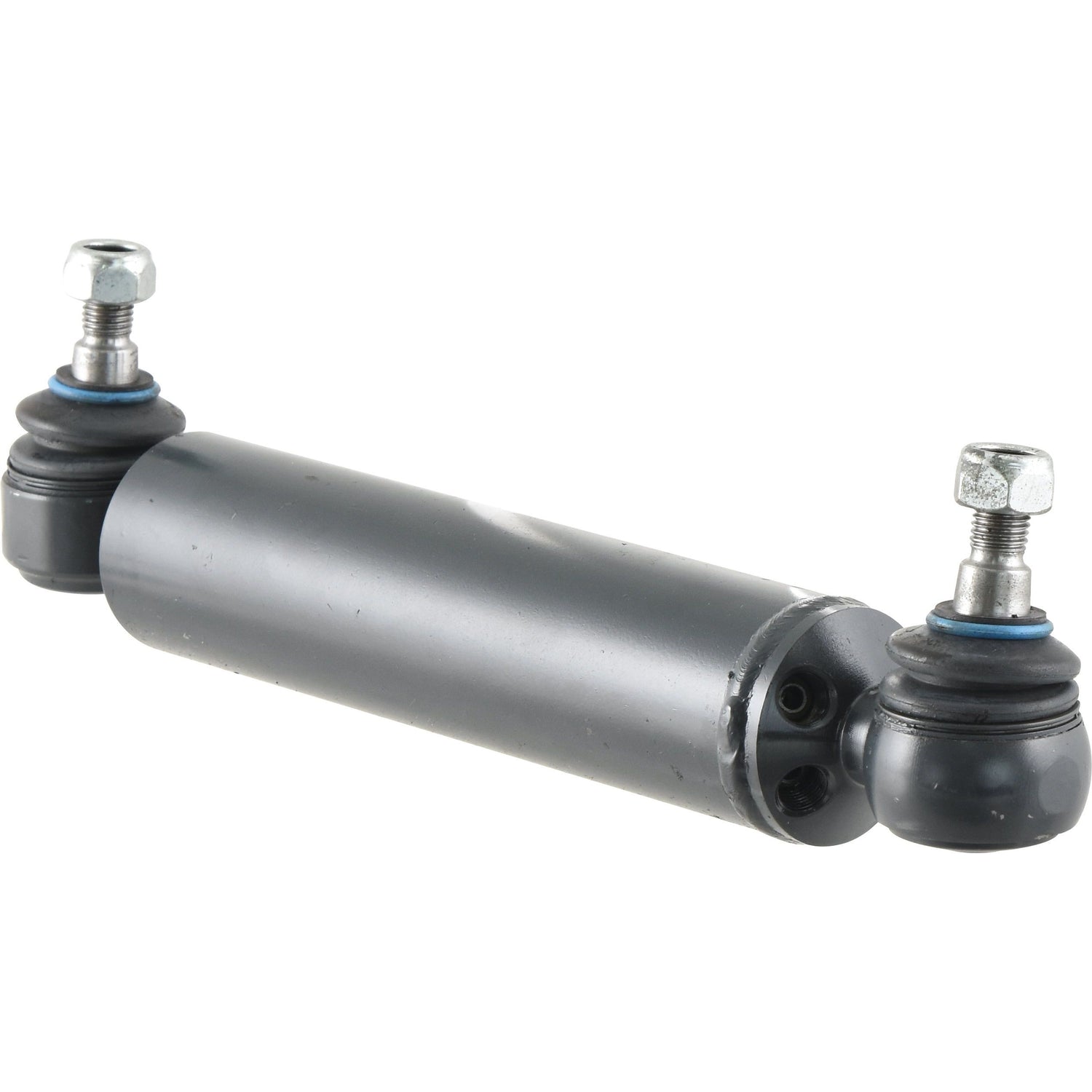 A Power Steering Cylinder, known as Sparex Part No. S.60515, is a cylindrical metal link bar featuring black rod ends and two bolts on either end, typically used in the automotive suspension systems of MF550 Tractors.