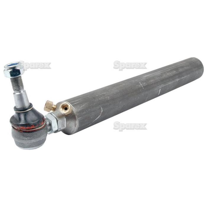 The Sparex Power Steering Cylinder - S.60656 is a steel cylindrical rod with a bolted joint and threaded end fitting, featuring a grease fitting near the joint, commonly used in power steering cylinders for tractors.