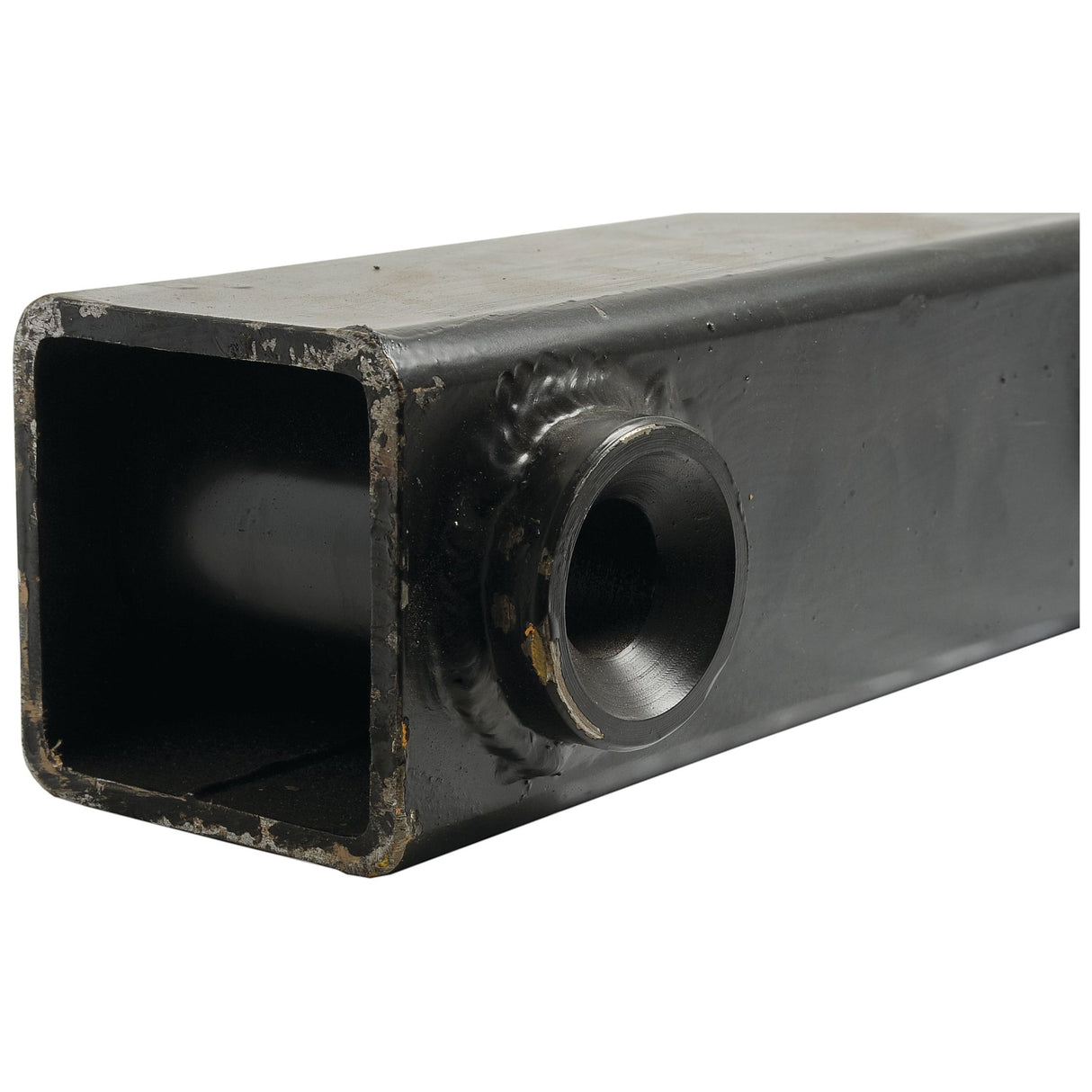 A close-up view of the Sparex Pre Bushed Tube - Length: 1200mm (S.79659), similar to those used in front loader frames, features a small circular attachment welded onto its side.