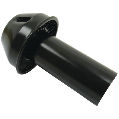 A black cylindrical plastic component with a wider, dome-shaped top featuring multiple slits and a straight, hollow tube extending downward, this Pre Cleaner | Sparex Part No.S.7879 by Sparex ensures optimal performance for your machinery.