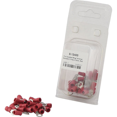 Pre Insulated Ring Terminal, Standard Grip, 5.3mm, Red (0.5 - 1.5mm) (Agripak 25 pcs.)
 - S.12403 - Farming Parts
