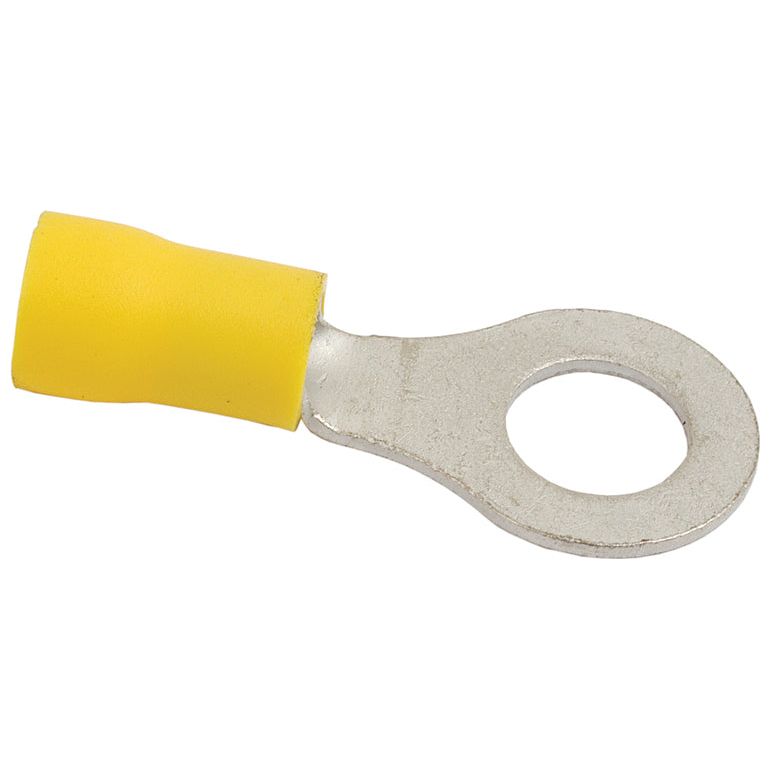 The Pre Insulated Ring Terminal from Sparex (Part No. S.8552) in yellow is displayed, designed to connect a wire to a screw or stud terminal with an 8.4mm standard grip for secure connections.