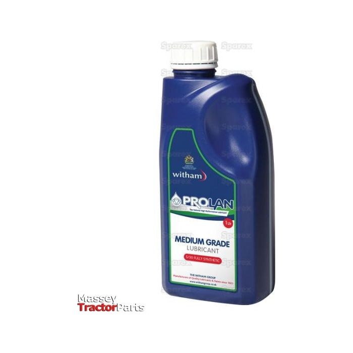 A 1-liter blue bottle of Sparex ProLan Enduro Rust Protection - Medium Grade, featuring a white screw cap and a label indicating it is fully synthetic, offers rust protection.