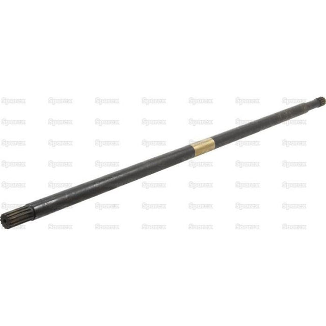 A black tubular object with textured ends, identifiable as a propellor shaft, is laid horizontally against a plain backdrop, reminiscent of the robust components found in Case IH MAXXUM machinery. This component is known as Propellor Shafts by Sparex, Part No. S.129462.