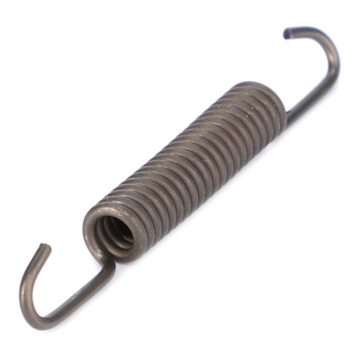 A close-up image of the AGCO Massey Ferguson Pulling Spring (F135112150020), featuring hooks on both ends, compatible with the Favorit 500 Series of Fendt tractor parts.