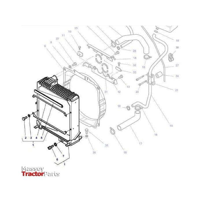 Massey Ferguson Radiator - 3787420M2 | OEM | Massey Ferguson parts | Radiators-Massey Ferguson-Cooling Parts,Engine & Filters,Farming Parts,Radiators,Tractor Parts
