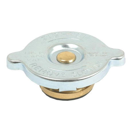 Close-up of a metal radiator cap with the inscription "REMOVE SLOWLY," "MADE IN THAILAND," and clearly marked with the product code S.57262 by Sparex on its surface.