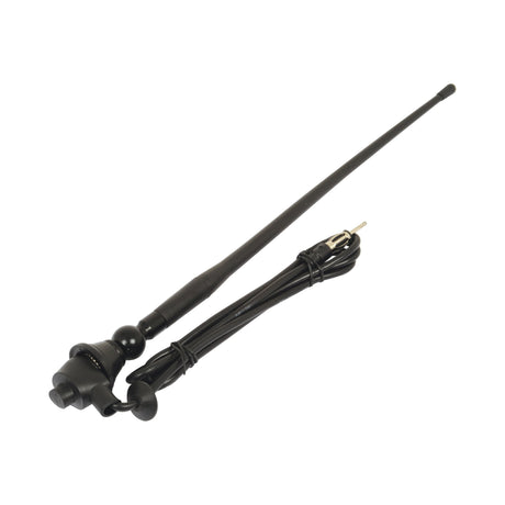 A black rubber car radio aerial, featuring an attached cable and metal connector, branded as Sparex Radio Aerial | Sparex Part No.S.25739.
