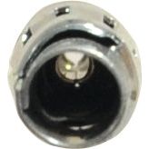 A close-up view of the Sparex Radio Aerial DIN End Crimp Connection (Sparex Part No.S.25742), featuring a round metal connector port with a central pin, ideal for crimp connections.
