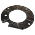 The Rear Transmission Cover Plate (Sparex Part No.S.43442), a flat, round metal washer commonly used in Landini and Massey Ferguson machinery, features a large central hole, four smaller holes evenly spaced around the perimeter, and one small notch.