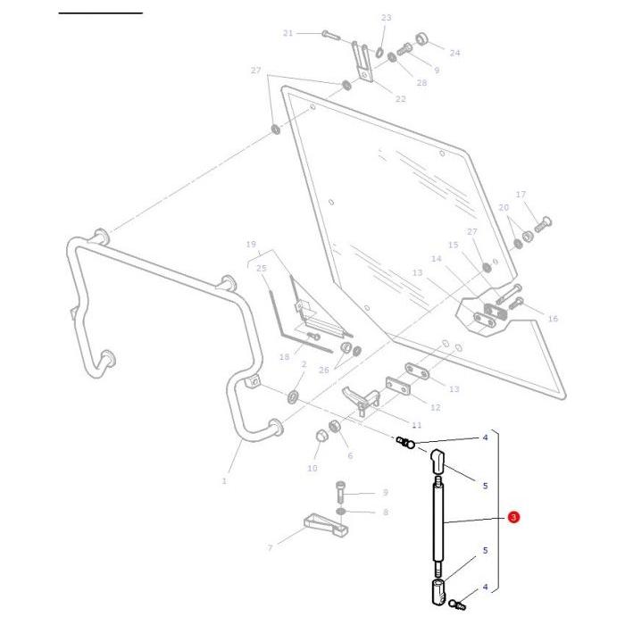 Rear Window Strut - 3902140M1 - Massey Tractor Parts