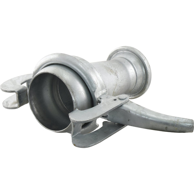 Image of the Sparex Reducer Male / Female - 4 to 6'' (108-159mm) (Galvanised) - S.59454, featuring a lever and clamp mechanism along with a Gasket Ring for securing connections.