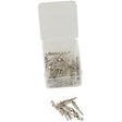 A clear plastic box of the Sparex Refill Kit - Deutsch Connector Pins & Sockets (70 pcs.), with more metal pins in the 18-14 size range (1.5mm² - 2.5mm²) scattered outside, perfect for a refill kit.
