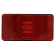 The AGCO Massey Ferguson reflector (part number 3618951M1) is a rectangular red reflector with a textured surface and black border, ideal for Massey Ferguson 3000 Series tractor parts.
