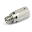 A hydraulic relief valve, known as the Hydraulic Relief Valve | Sparex Part No. S.17265 by Sparex, features a metallic nozzle with a threaded end and multiple small holes along its cylindrical body, specifically designed for use with FARMALL tractors.
