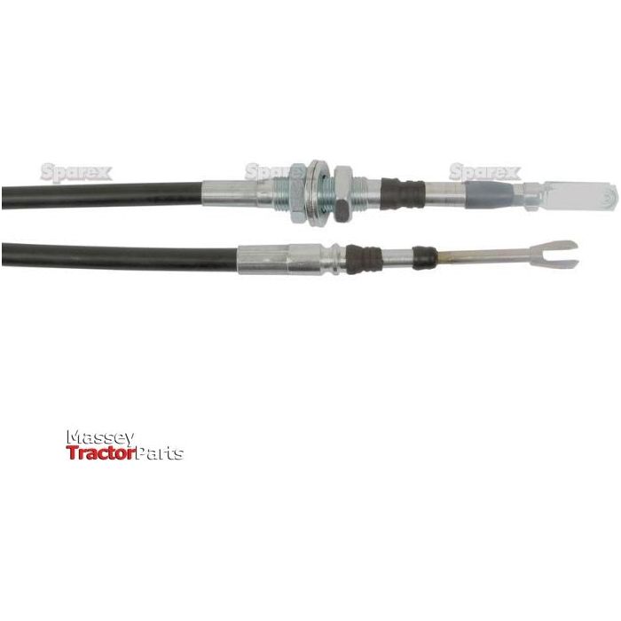 Close-up of two Sparex Remote Control Cables with metal fittings, including a threaded adjustment component and different end connectors, one with a clevis end. The Sparex logo is visible at the bottom left.