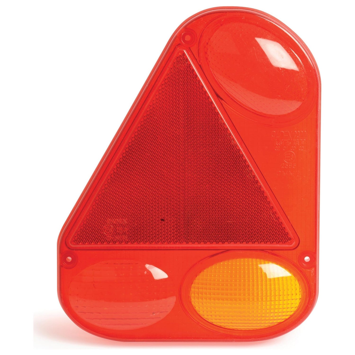 A Replacement Lens (Sparex Part No.S.26642) by Sparex, featuring a red reflective slow-moving vehicle sign with triangular and circular elements, perfect for fitting near the Rear Left Light.