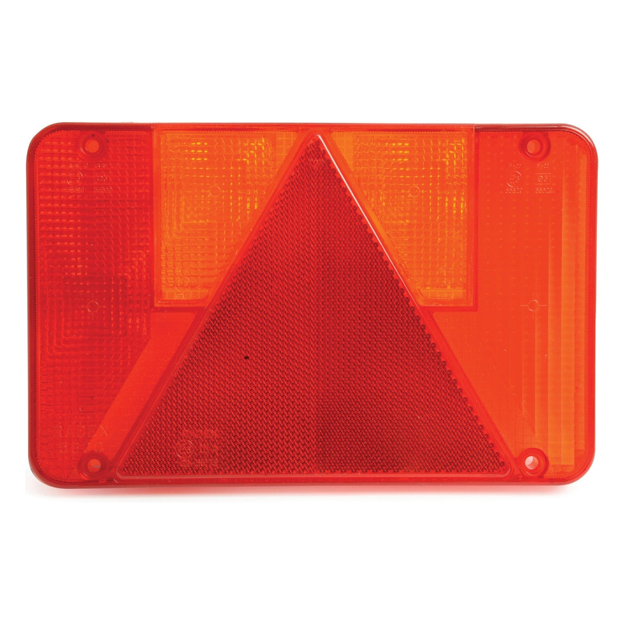 A red and yellow reflective warning sign with a triangular shape in the center, commonly used for indicating slow-moving vehicles or hazards, is essential for safety, much like a Sparex Replacement Lens (Fits: S.26648, S.26644, S.26658 | Sparex Part No. S.26646) that ensures your vehicle's visibility.