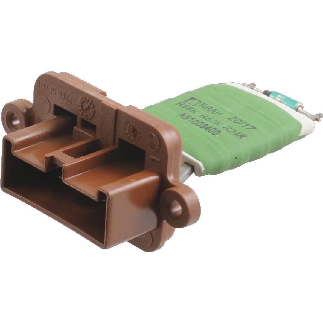 The Sparex Resistor for Blower Motor, Sparex Part No. S.129812, showcases a brown and green design with clearly visible connectors and components, making it a reliable choice for various Massey Ferguson models.
