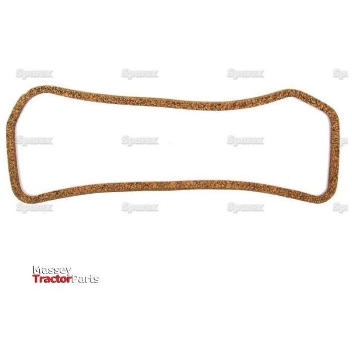 A Sparex Rocker Cover Gasket - 3 Cyl. (Part No. S.40630) for Massey Ferguson tractors, displayed flat against a white background. The gasket features a light brown, textured surface and a slightly irregular rectangular shape, crafted to fit Perkins Engine models seamlessly.