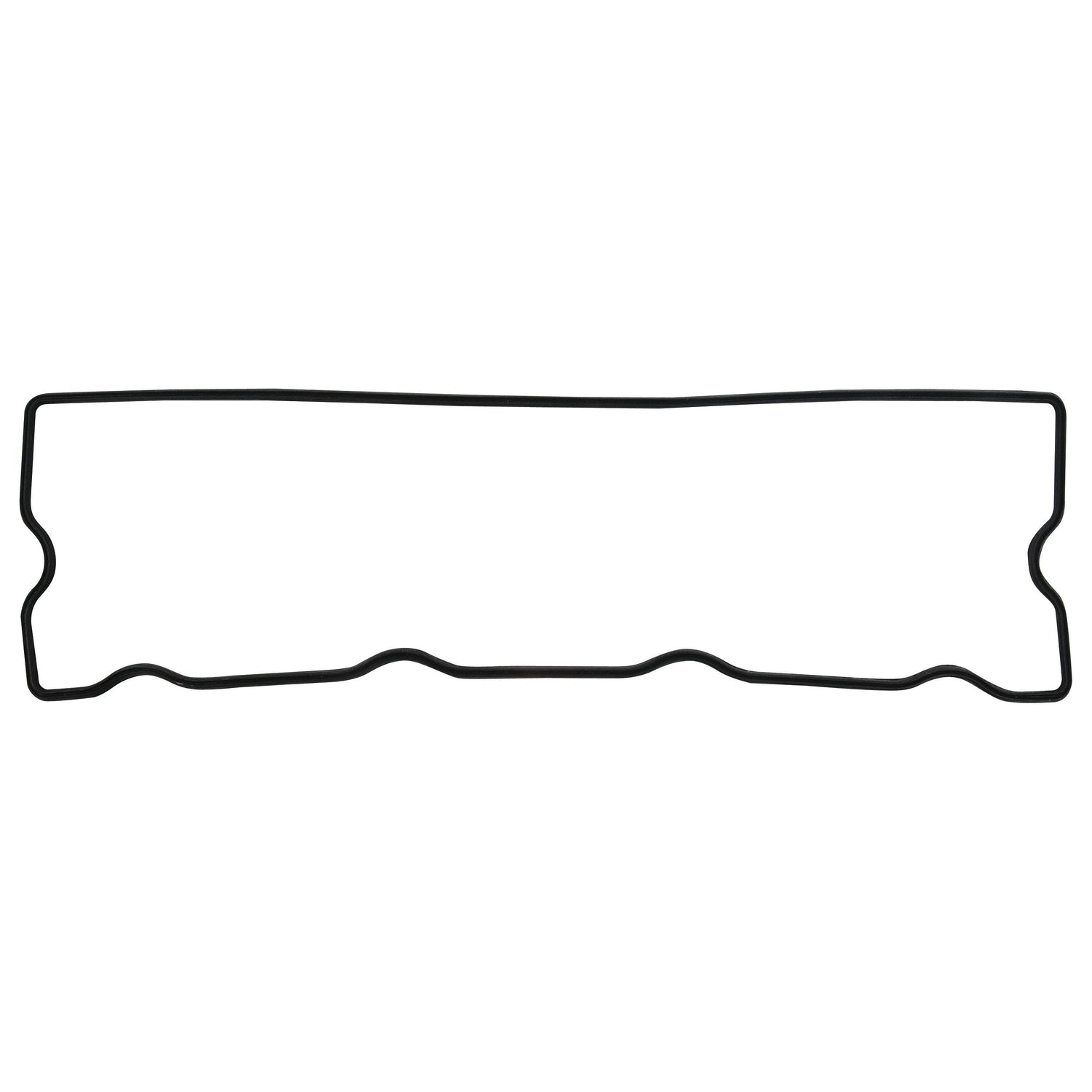 Black outline of a rectangular shape with irregular, wavy edges on a white background, reminiscent of the sturdy design seen in Sparex's Rocker Cover Gasket - 4 Cyl., Part No. S.43272.