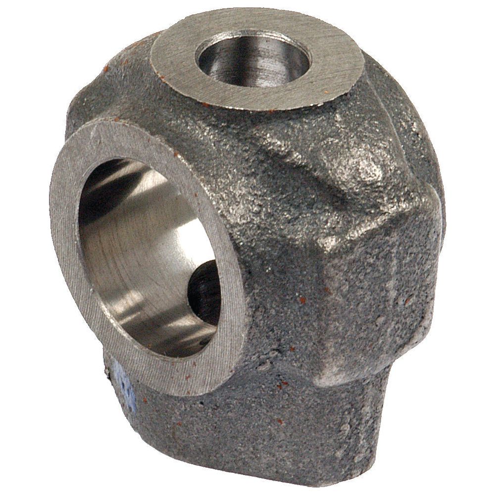 A Rocker Shaft Support, Sparex Part No. S.65138, featuring two circular openings—one on the top and one on the side—with a textured gray finish, designed for automotive applications.